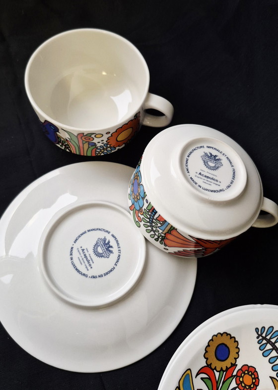 Image 1 of Acapulco Villeroy & Boch 5 x Koffiekopje + 5 x Schoteltje Blauw Logo