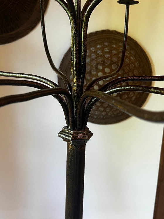 Image 1 of Thirteen-light wrought iron floor chandelier, 20th-century French folk art
