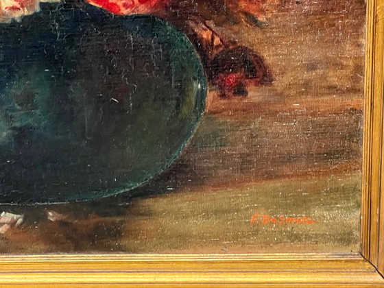 Frédéric de Smet (1876-1948), "Natura morta con rose.", Dipinti e disegni, Tela (foto 5 di 7)