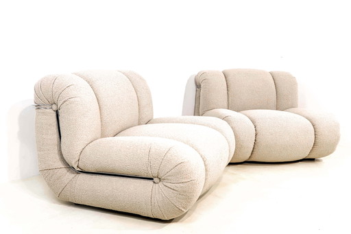 Pair Boucle Velasquez Modular Lounge Chairs by Mimo Padova, Italy, 1970s