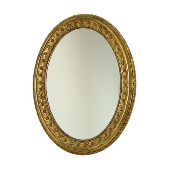 Image 1 of Large Oval Classic Mirror Gold Leaf Baroque Style Flowers 85cm