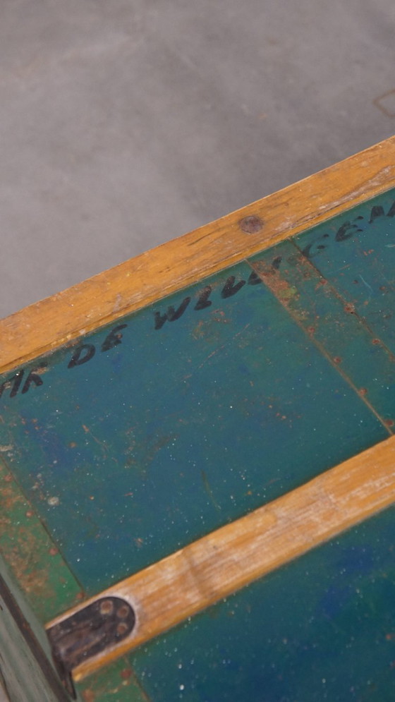 Image 1 of Original antique travel chest / coffee table from the early 1900s with handles