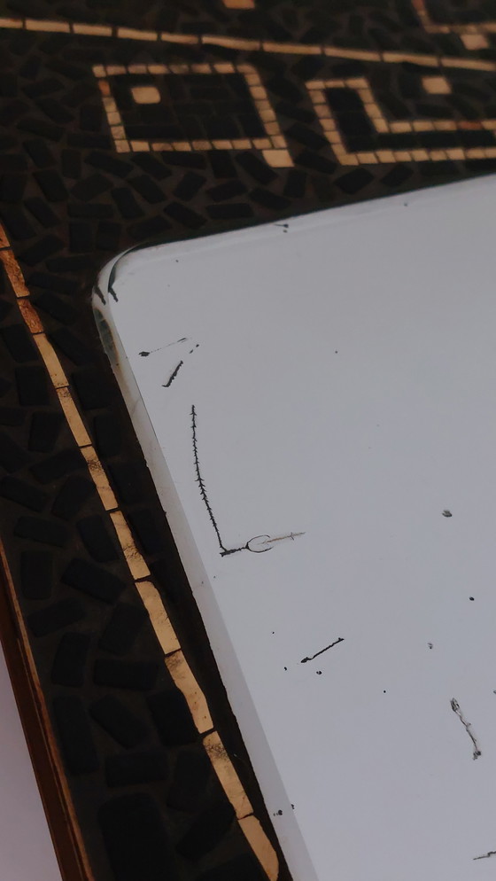 Image 1 of Vintage mid-century kidney mirror mosaic brass