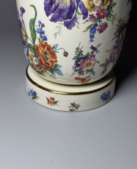 Image 1 of Boch Frères La Louvière Keralux Vaas “Fleurs de Saxe” — België, Art Deco Periode
