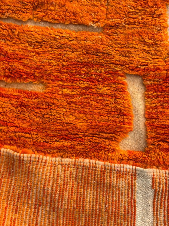 Tapis orange à motif géométrique, Laine (photo 11 sur 12)