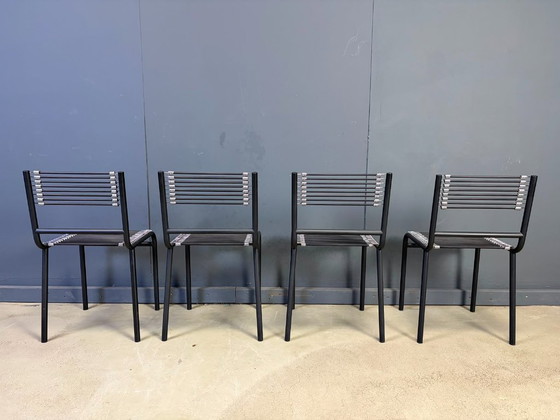 Set Of 4 Sandow Dining Chairs By Rene Herbst, 1980s – Metal (photo 7 of 9)