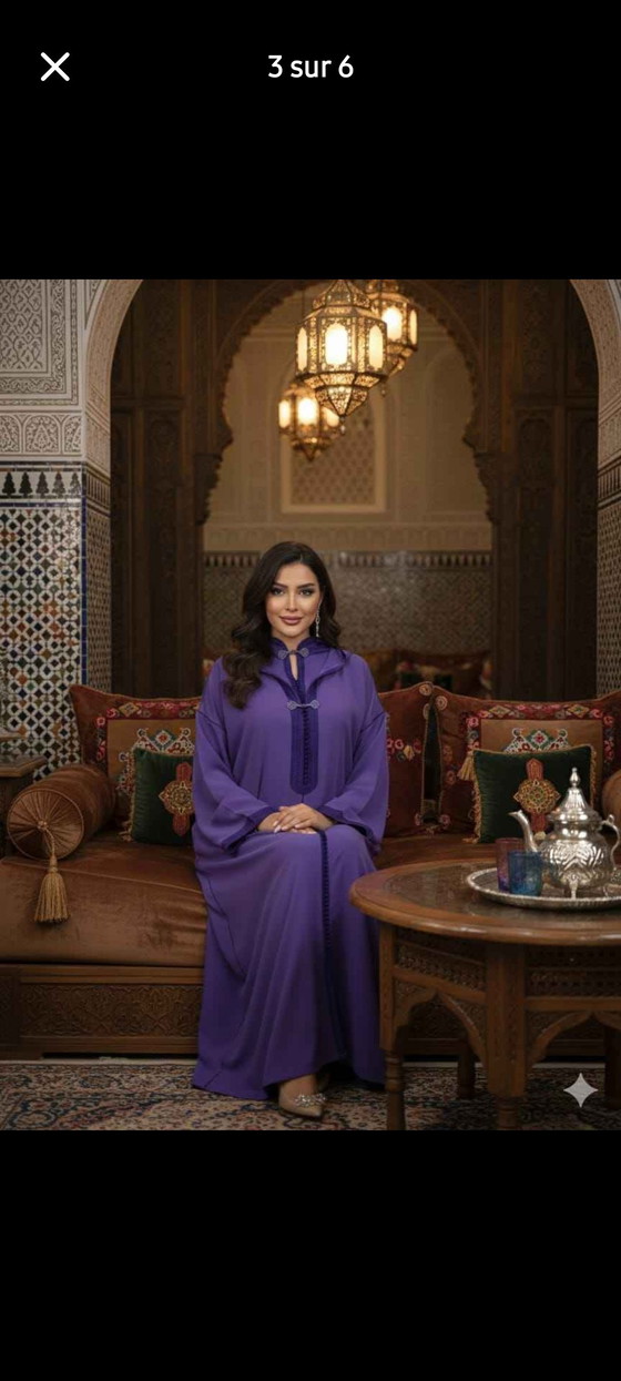 Image 1 of Haute Couture marokkanische Djellaba – handgefertigtes Randa & Aakad Finish