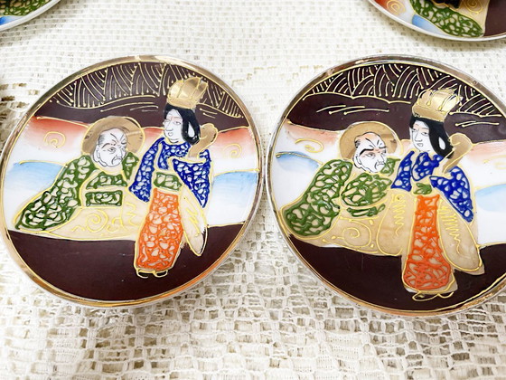 Image 1 of Vintage Satsuma - Hand-painted fine porcelain coffee set for 10 people