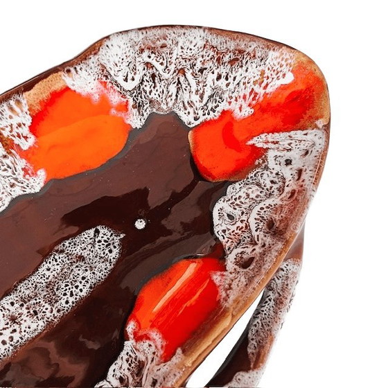 Image 1 of Fruttiera vintage in ceramica Vallauris di metà secolo, arancione-marrone, anni '60