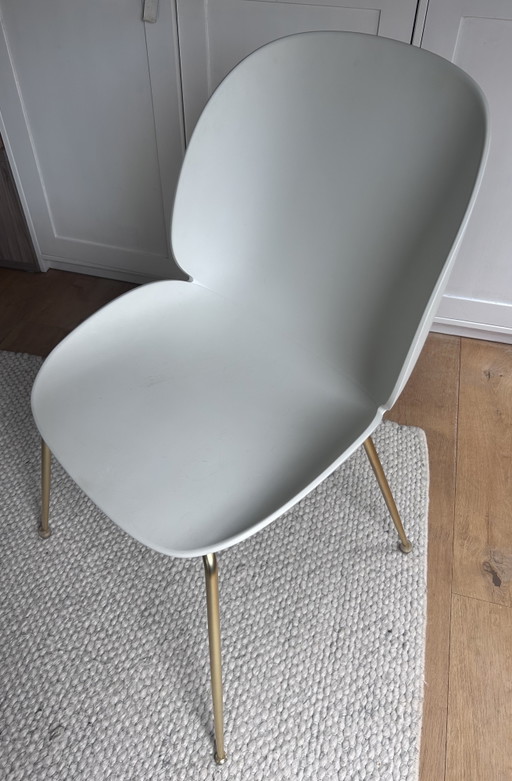 Gubi Beetle Chair White with Brass Legs