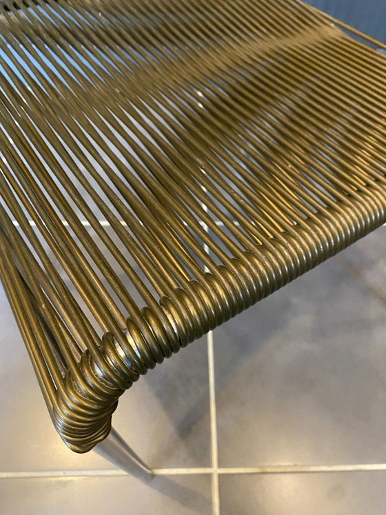 Sedia Scoubidou o Spaghetti Verde Kaki Cromata Vintage 1960 – Sedie da pranzo, Plastica (photo 12 of 20)