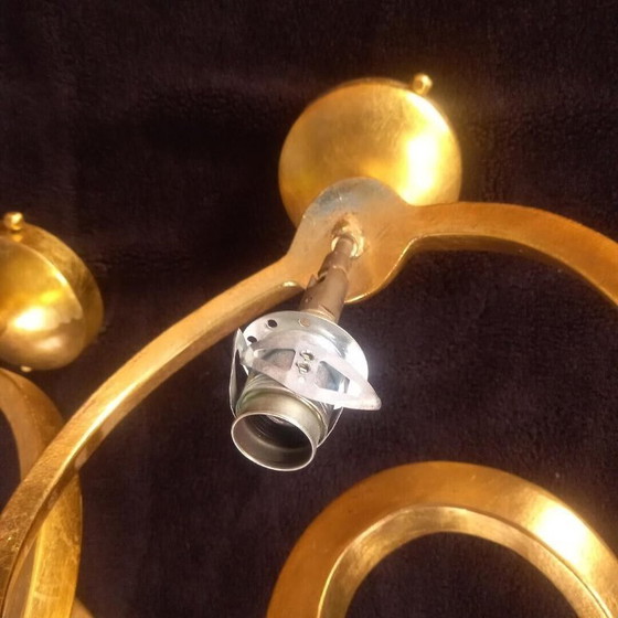 Image 1 of Pair of Serpent "Teo" Lamp sconces in gilded aluminum, Enzo CIAMPALINI - 1970