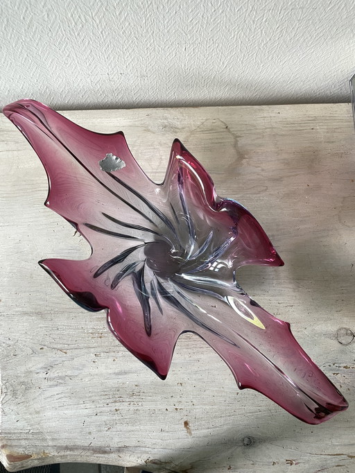 Vintage Glas Schale Blau Violett Mid Century 60er 70er Murano Stil Glasdesign