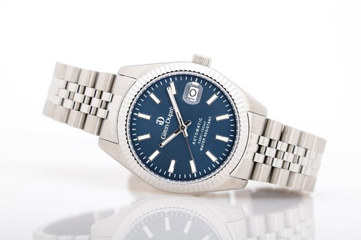 Giren Dupre Solodata 39 automatic steel watch with blue sunray dial