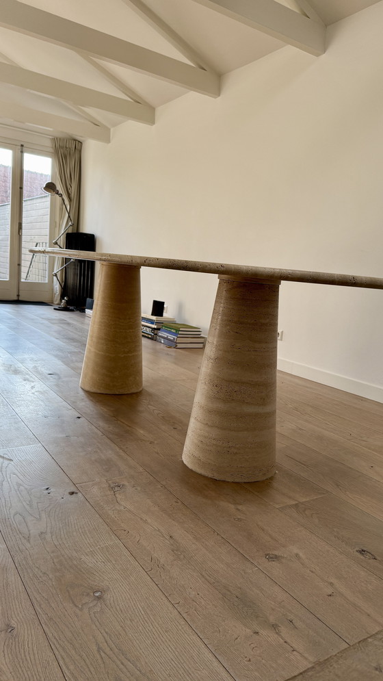 Image 1 of Table de salle à manger en travertin pour l'intérieur et l'extérieur