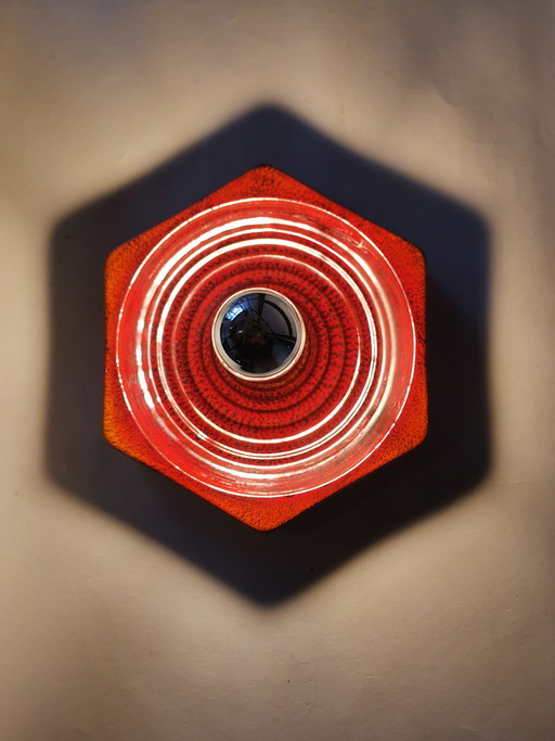 1 de 3 lámparas de pared de cerámica originales de la era espacial de los años 70 de Hustadt Leuchten