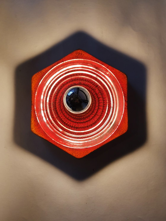 Image 1 of 1 de 3 lámparas de pared de cerámica originales de la era espacial de los años 70 de Hustadt Leuchten