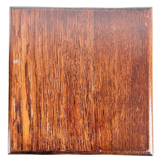 Image 1 of Medium-height mid-century vintage solid oak plant table 1960s