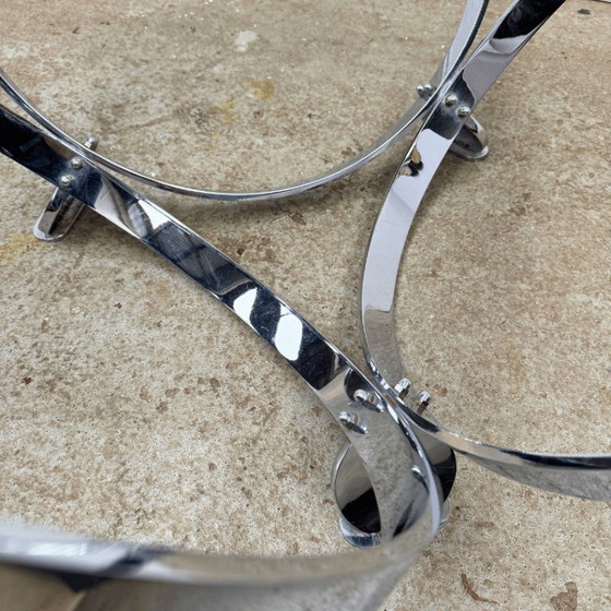 Image 1 of Round coffee table in chrome and glass by Knut Hesterberg for Ronald Schmitt | Space Age