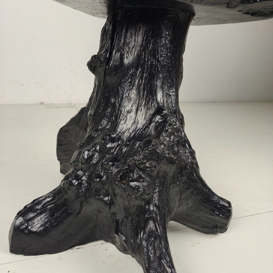 Image 1 of Sedia nera in ceppo d'albero di metà secolo