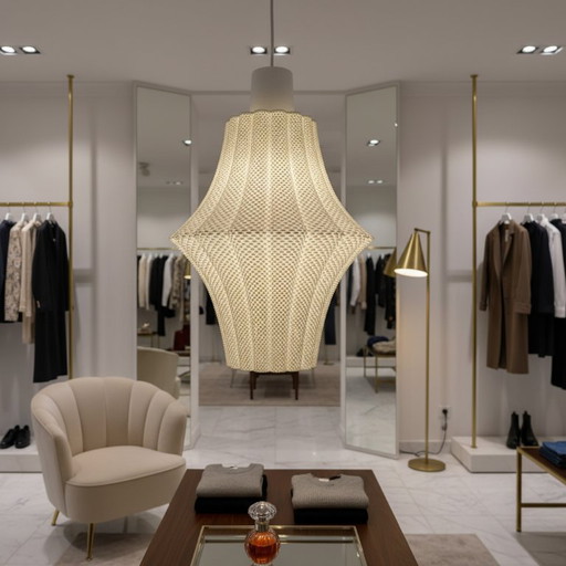 Lampada a sospensione bianca scultorea: design senza tempo