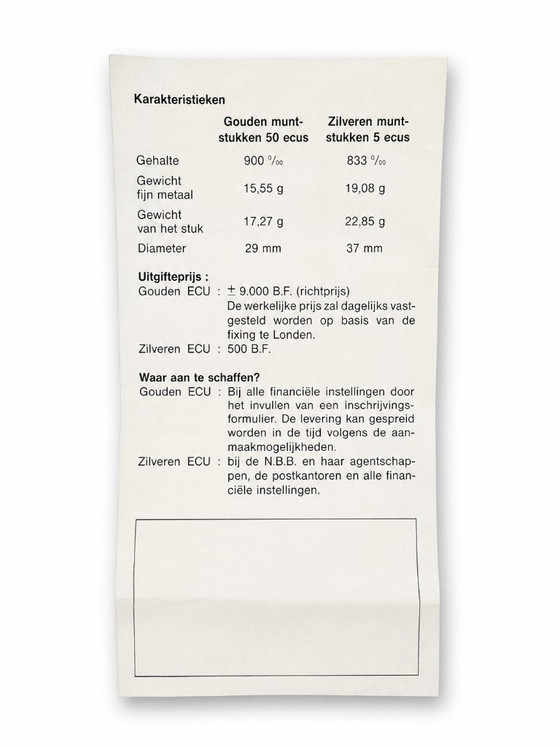 Image 1 of Silver coin .833 ECU Belgium 1987