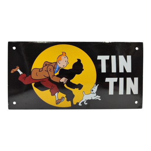 Plaque émaillée Tintin et Milou