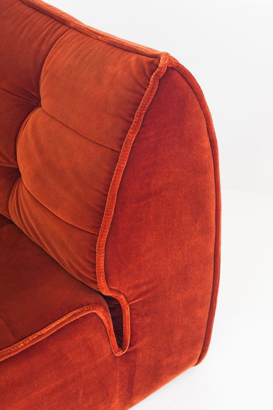 Fauteuil lounge vintage en velours. Distribué par Cinna. France, années 1980. – Velvet (photo 8 of 12)