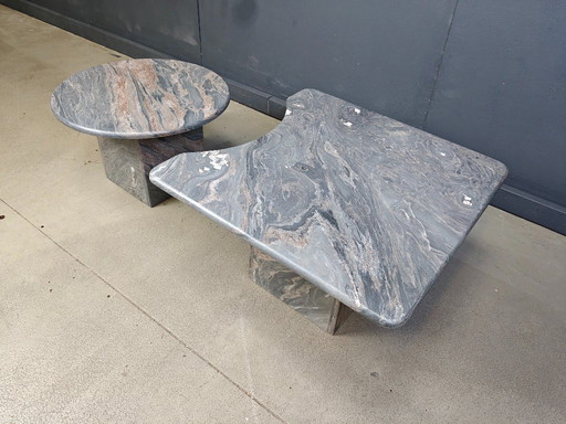 Vintage marble coffee table set, 1970s 