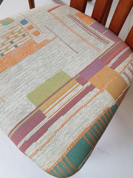 8 Vintage Stoelen | Dining Chairs Ansager Møbler Danish – Eetkamerstoelen, Wood, Textile (photo 8 of 12)