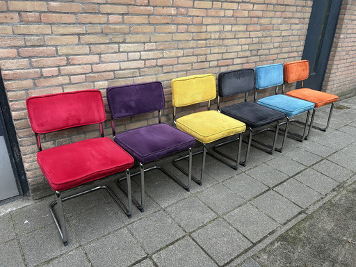 6x Rib Fabric Chair with Chrome Tube Frame