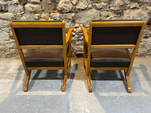 Pair of Restored Retro Armchairs in the Style of Krásná Jizba, 1960s