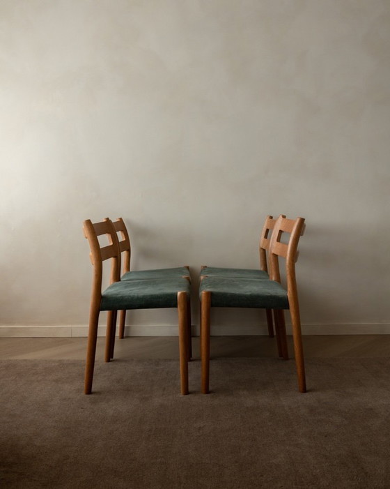 Image 1 of Sedie da pranzo modello 84 vintage in quercia di Niels Otto Møller per J.L. Møllers Møbelfabrik, Danimarca, anni '60, set di 4