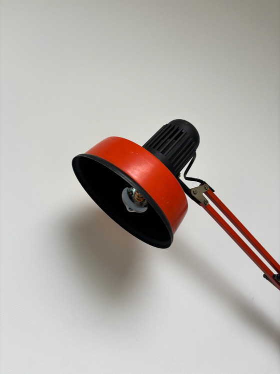 70s Vintage orange architect lamp, working with table clamp, Table lamps, Metal, Red (photo 3 of 15)