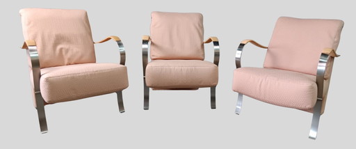 ¡Precioso en rosa! Precioso juego de tres sillones de los años 70.