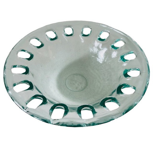 Vintage Spanish bowl recycled glass handmade 1950's