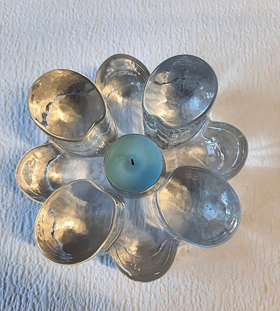 Image 1 of Vintage Georgshütte Glasdesign Theepotwarmer – IJsglas Rechaud – 15 cm | West Germany 1970