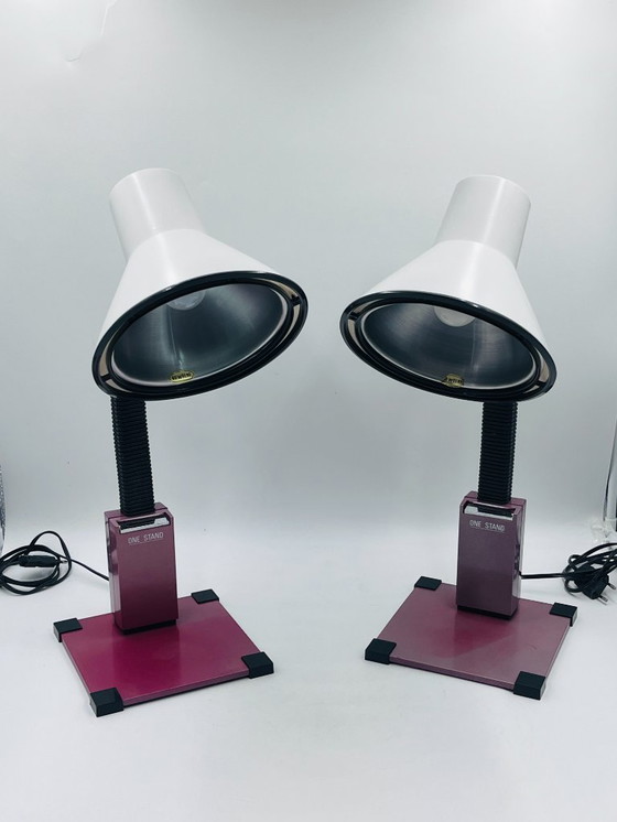 Image 1 of Duo de Lampes de bureau post-moderne « ONE STAND » – années 1980