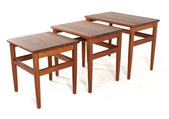 Set of 3 Danish Nesting Tables Side Tables Solid Teak Vintage Restored – Wood (photo 2 of 19)