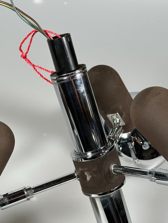 Image 1 of Lampada da soffitto anni '60/'70, faretto a 3 luci, metallo, stile spaziale