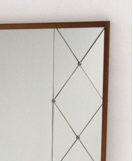 Image 1 of Scandinavian mirror in beech and metal, Sweden, 1960, 115x78cm