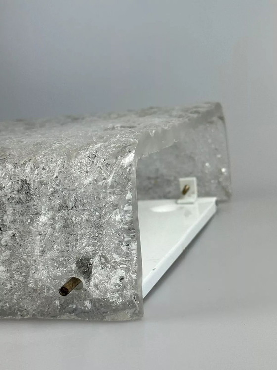 Image 1 of Lampada da soffitto in vetro ghiacciato anni '60-'70 da montare a filo di Kaiser Leuchten Germania