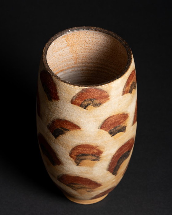 Image 1 of Artisan Ceramic Vase Signed ÅS Scandinavian Studio Pottery Late 20th Century