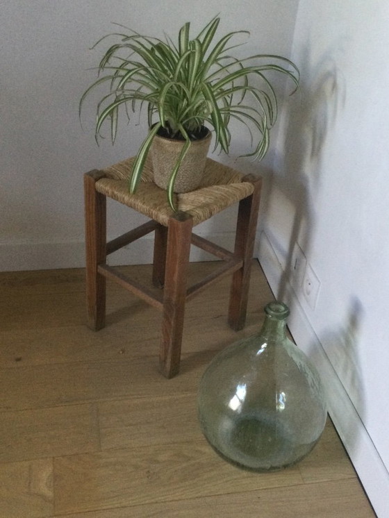 Image 1 of Brutalist stool with a woven seat