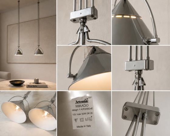 Pair Artemide Litech MIKADO Pendant Lights – F. A. Porsche – 1980s design – Ceiling lights, Metal (photo 4 of 9)