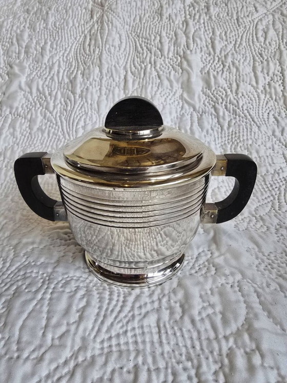 Juego de té y café Art Déco de metal plateado y baquelita, década de 1930. – Accesorios de mesa, Plastic (photo 5 of 5)