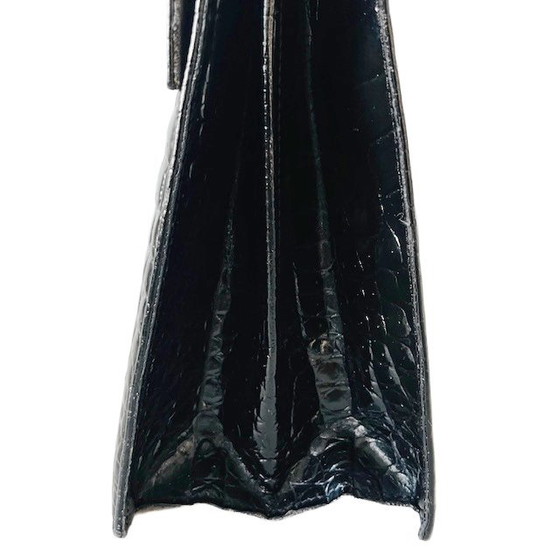 Image 1 of Borsa vintage in vernice nera con stampa coccodrillo Vimar Paris, anni '60