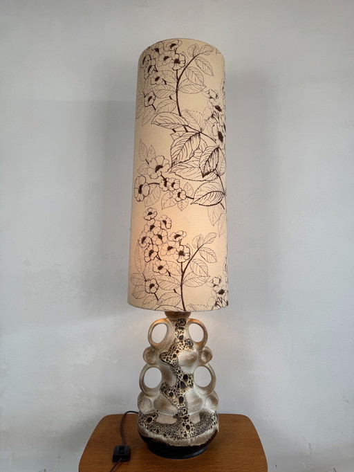 Steinbach Leuchten Keramik Tischlampe - Westdeutsches Mid Century Statement