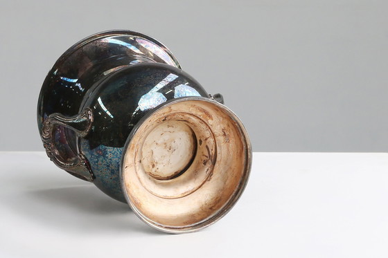 Image 1 of Cubo de hielo de latón plateado estilo Art Déco francés, década de 1900