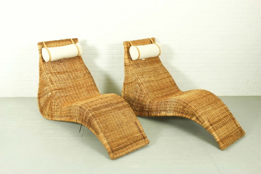 Chaises longues en rotin IKEA Karlskrona par Karl Malvall – ligbed tuin, Rattan